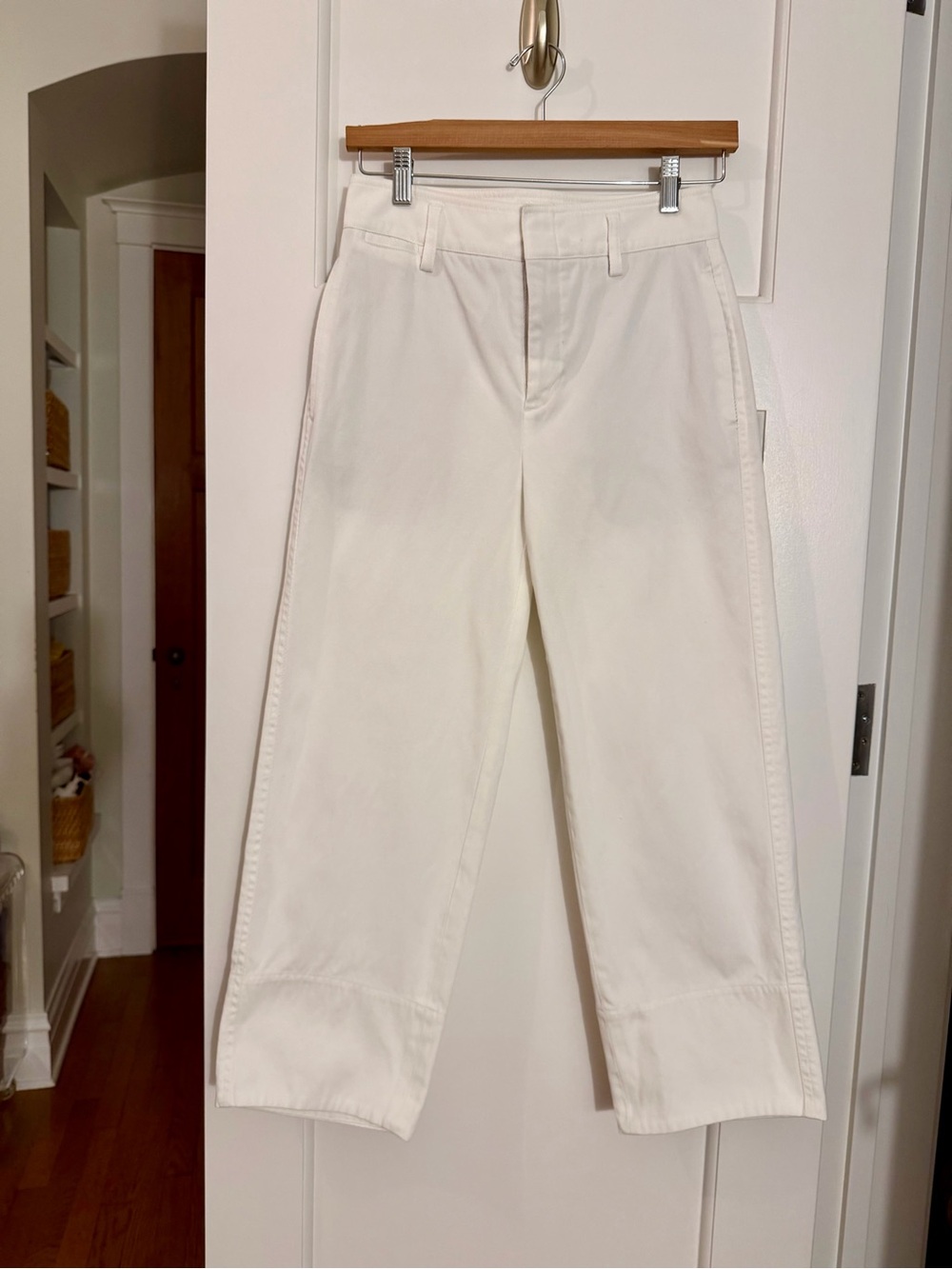 Vince Ivory- White Cropped Wide-Leg Cropped Pants
